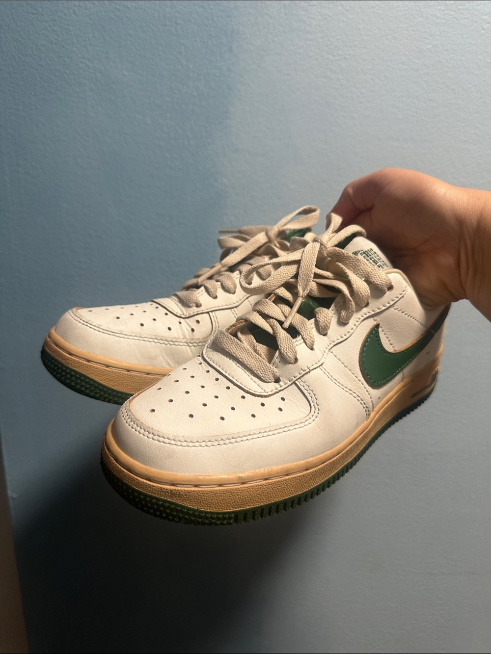 Nike Women’s Low Top Sneakers White with Green and Tan Accents
